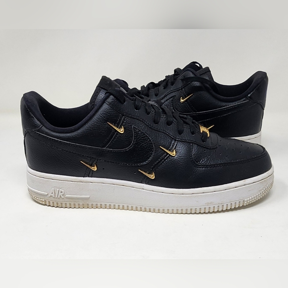 Nike Air Force 1 LX Sisterhood Black Leather Gold Metallic Womens Size 10 2020 - Picture 2 of 14